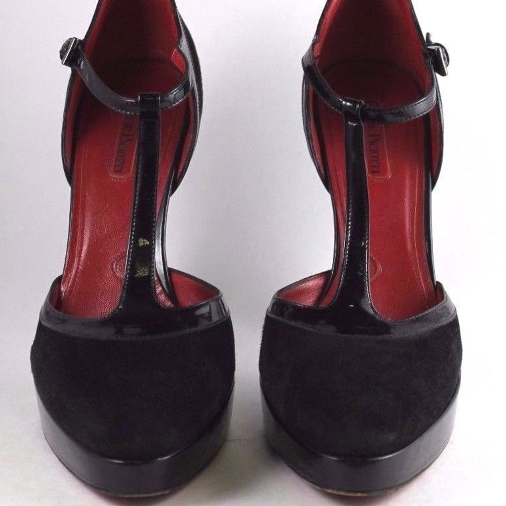 Cesare Paciotti T-strap Patent and Suede Heel